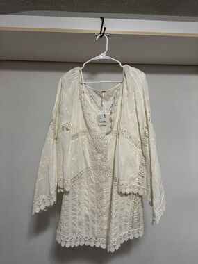 Free People Cream Lace Mini Dress